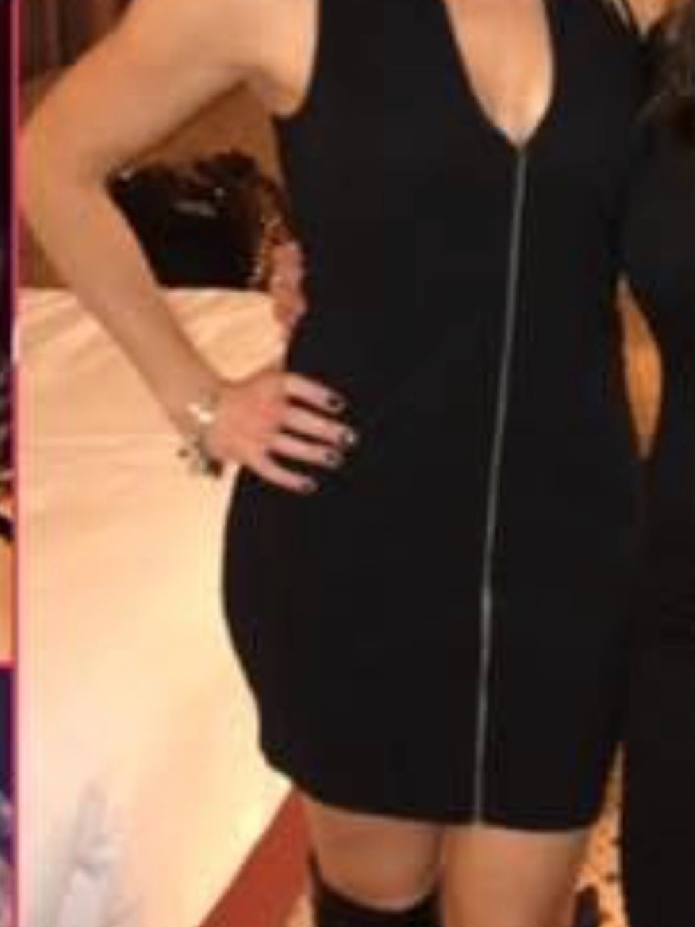 Express Black Zip-Front Sleeveless Bodycon Dress